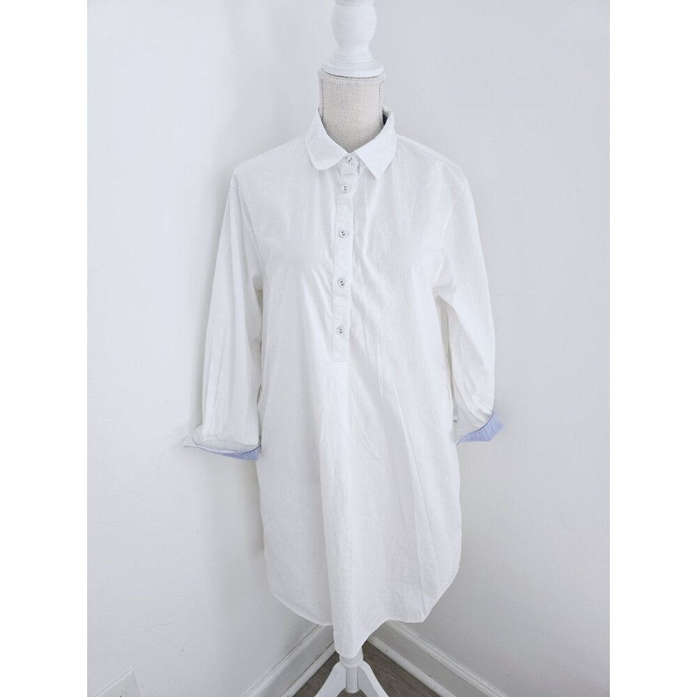 Mersea Essential Cotton Collar Long Sleeves Costal Relaxed White Shirt Dress M - Picture 2 of 12